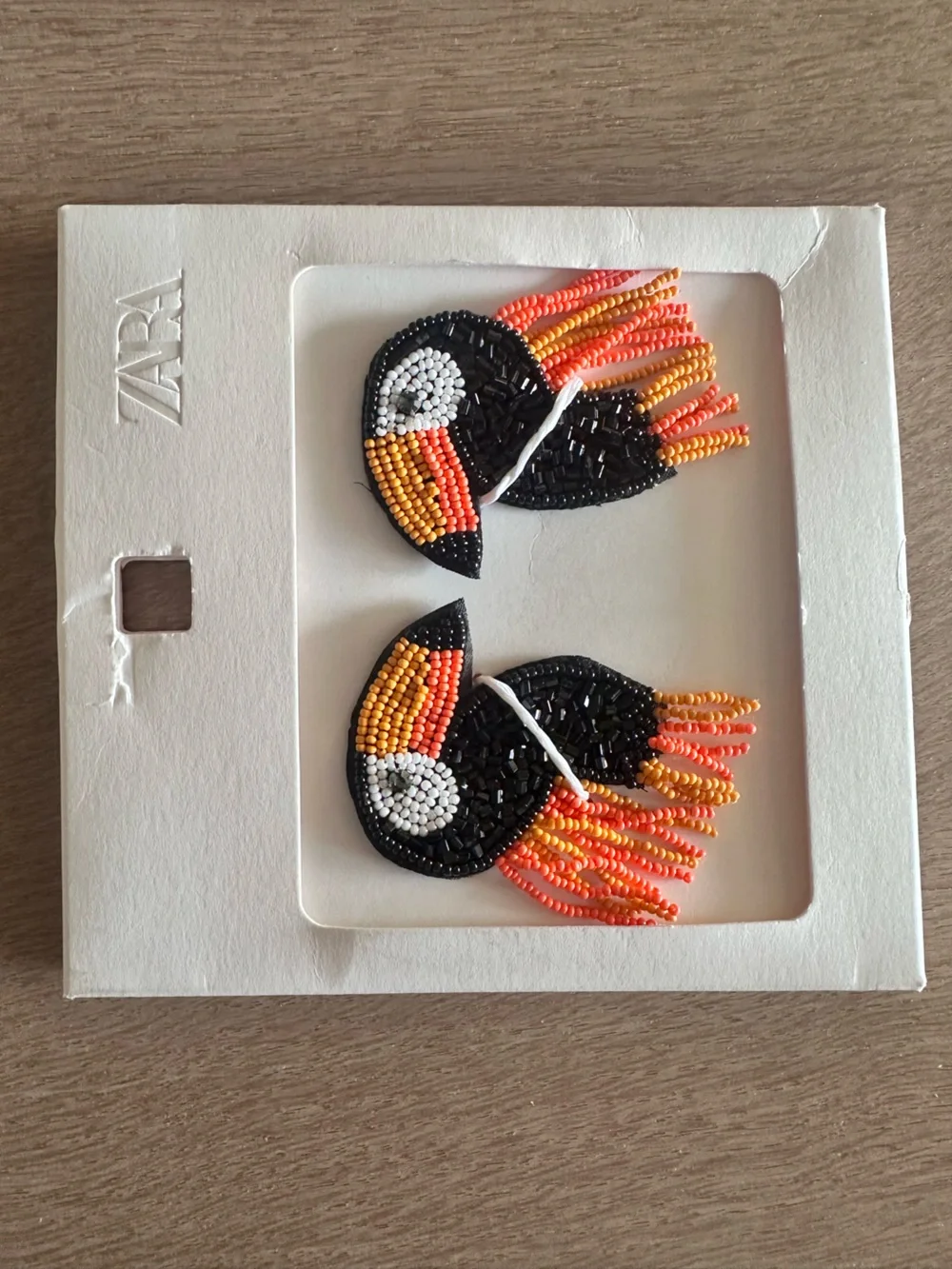 Zara Toucan Beaded Fringe Earrings